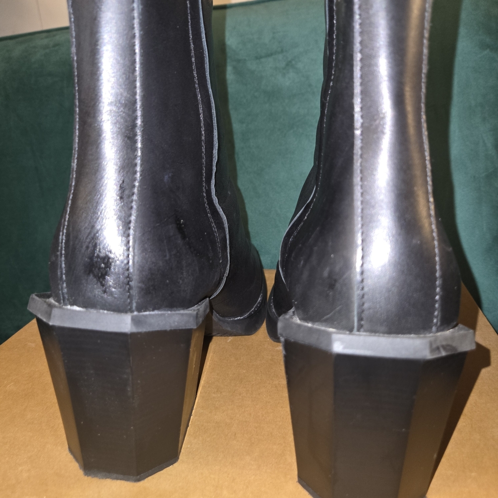 ASOS MENS All Black Leather Mid-Calf Boots Sleek Design - Picture 8 of 13